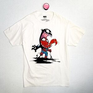 Marvel Spider Man Venom Graphic T Shirt Comic Book Streetwear White Men's M